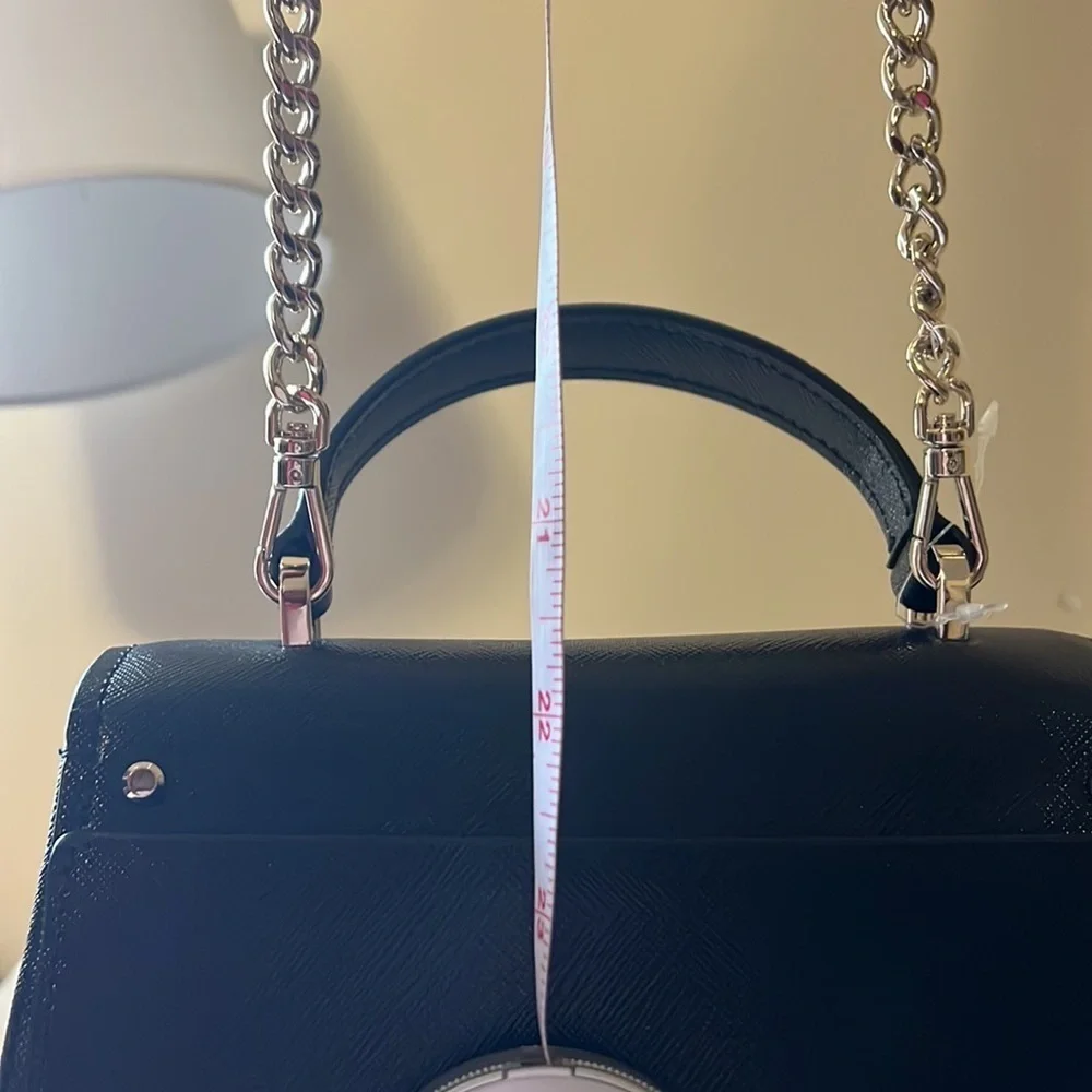 Kate spade, small black handle bag with removable gold crossbody chain, new